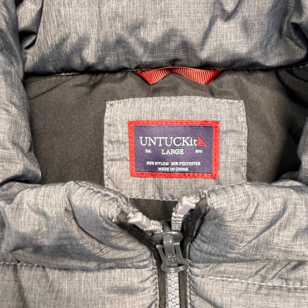UNTUCKit Mens Gray Quilted Puffer Vest Full Zip Lightweight Size Large L - Picture 3 of 11
